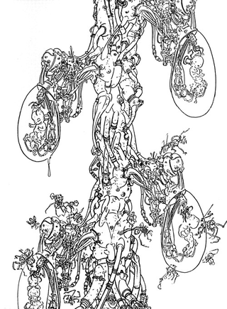 Illustration for article titled Revel in the technical details and biomechanical weirdness of The Matrix concept art